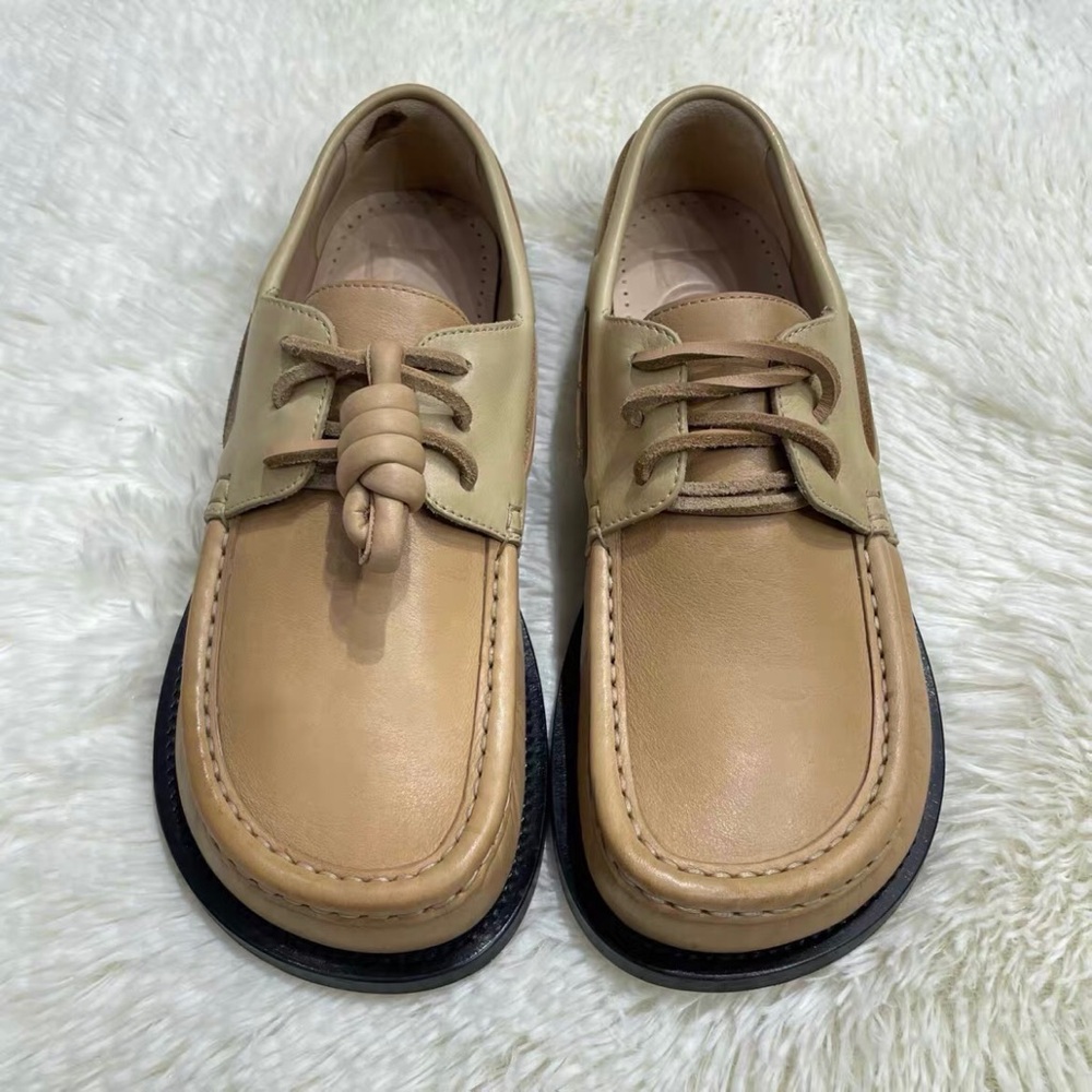 Loewe Tan Leather Knot Detail Loafers